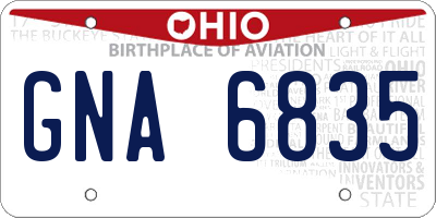 OH license plate GNA6835