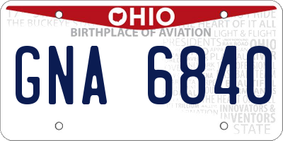 OH license plate GNA6840