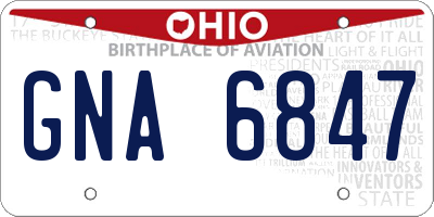 OH license plate GNA6847