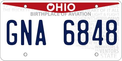 OH license plate GNA6848