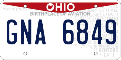 OH license plate GNA6849