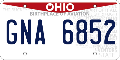 OH license plate GNA6852