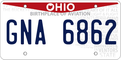OH license plate GNA6862