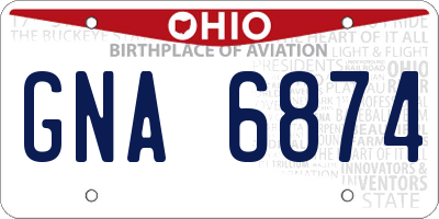 OH license plate GNA6874