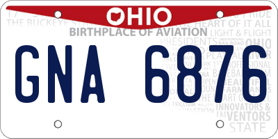 OH license plate GNA6876
