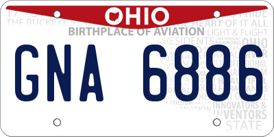 OH license plate GNA6886