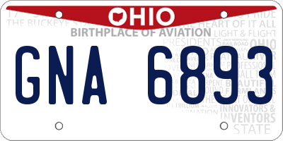 OH license plate GNA6893