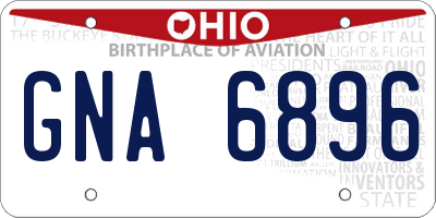 OH license plate GNA6896