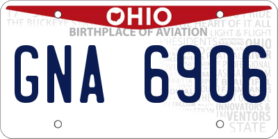 OH license plate GNA6906