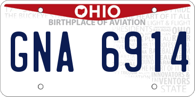 OH license plate GNA6914