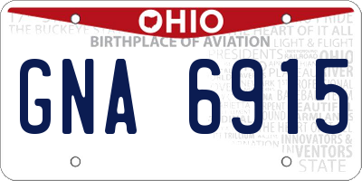 OH license plate GNA6915