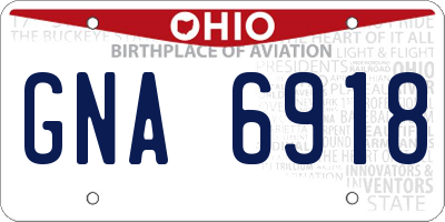 OH license plate GNA6918