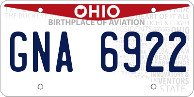 OH license plate GNA6922