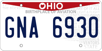 OH license plate GNA6930