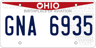 OH license plate GNA6935