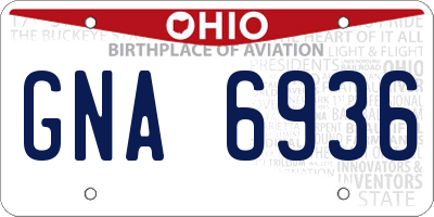 OH license plate GNA6936