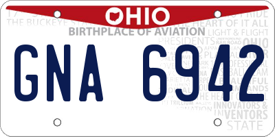 OH license plate GNA6942