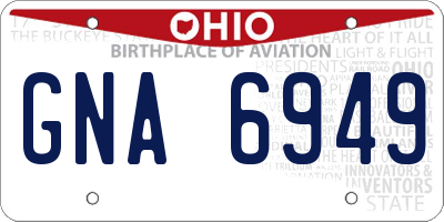 OH license plate GNA6949