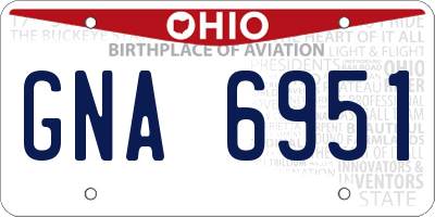 OH license plate GNA6951