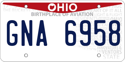 OH license plate GNA6958