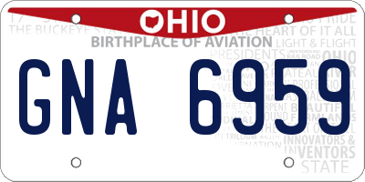 OH license plate GNA6959