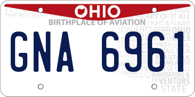 OH license plate GNA6961