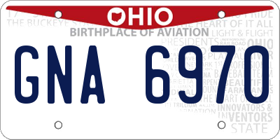 OH license plate GNA6970
