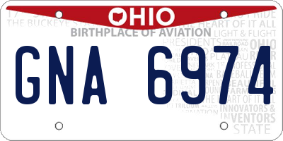 OH license plate GNA6974