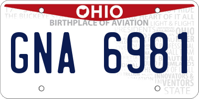 OH license plate GNA6981
