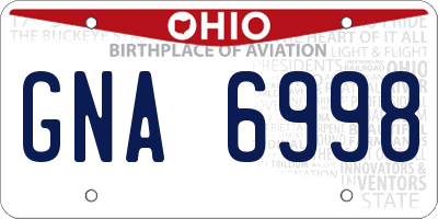 OH license plate GNA6998