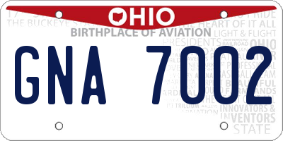 OH license plate GNA7002