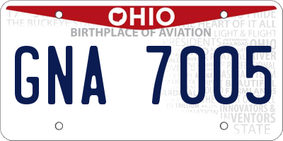 OH license plate GNA7005