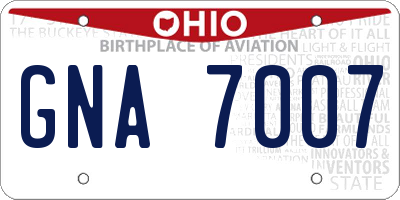 OH license plate GNA7007