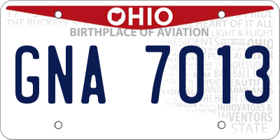 OH license plate GNA7013