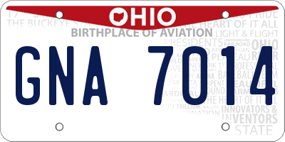 OH license plate GNA7014