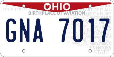 OH license plate GNA7017
