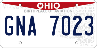 OH license plate GNA7023