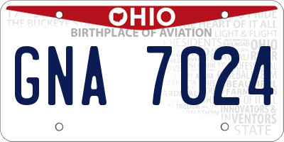 OH license plate GNA7024