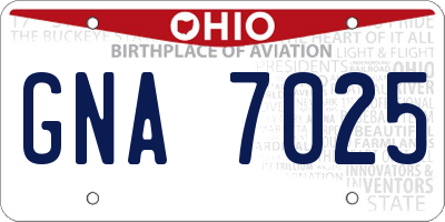 OH license plate GNA7025