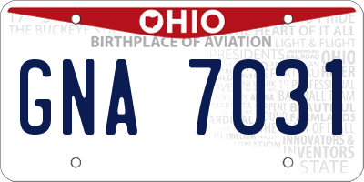 OH license plate GNA7031