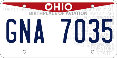 OH license plate GNA7035