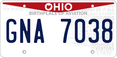 OH license plate GNA7038