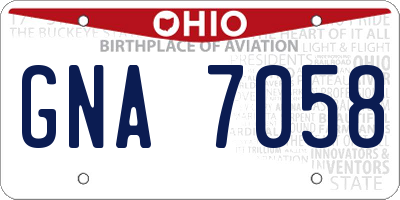 OH license plate GNA7058