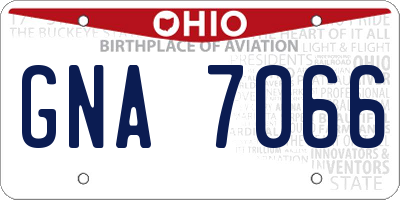 OH license plate GNA7066
