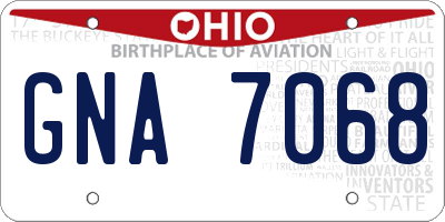 OH license plate GNA7068