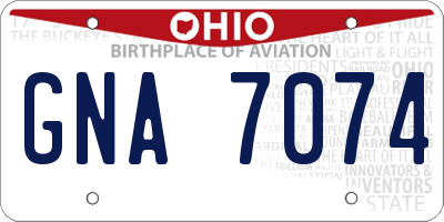 OH license plate GNA7074