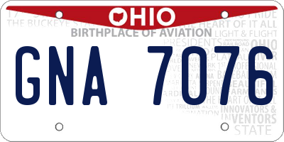 OH license plate GNA7076