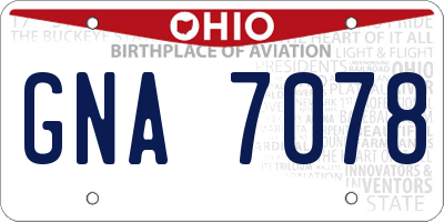 OH license plate GNA7078