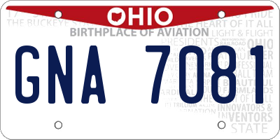 OH license plate GNA7081