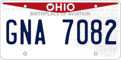 OH license plate GNA7082